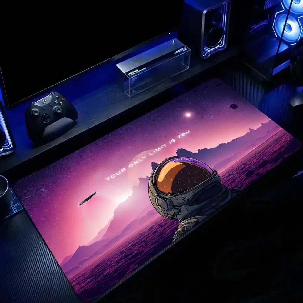 

Purple starry sky and astronaut design large Mouse Pad Desk Mat Non-Slip Stitched Edge office mat Gaming pad Computer mouse pads