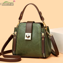 High Quality Leather Handbags Purses Women's Bag 2024 Luxury Brand Shoulder Crossbody Sac Lady Messenger Many Zippers Small Tote