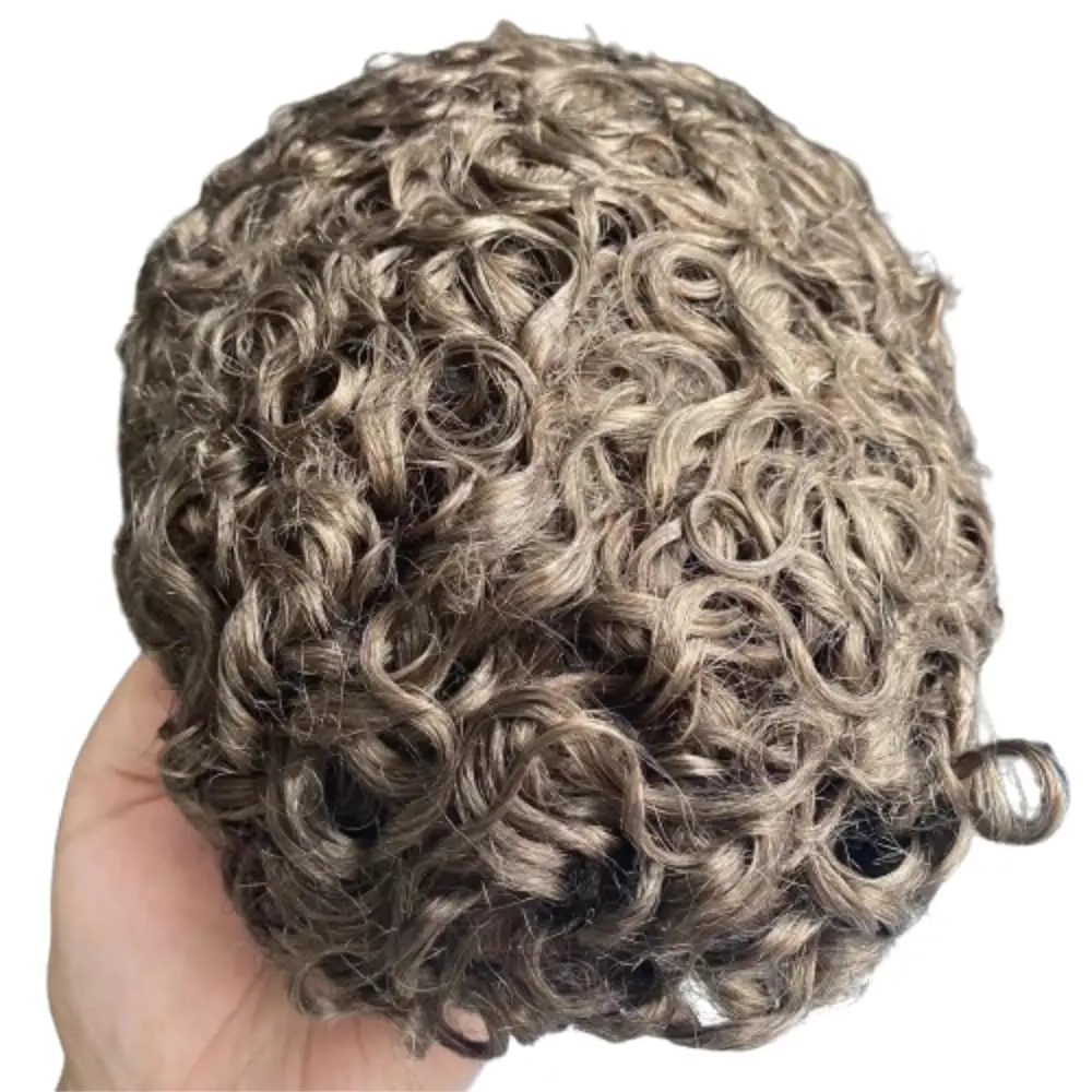 Toupee for Men Human Hair Wigs Mens European Hair Units Curly Wave Men Wig Toupee Hair Real Human Replacement System for Man FPM