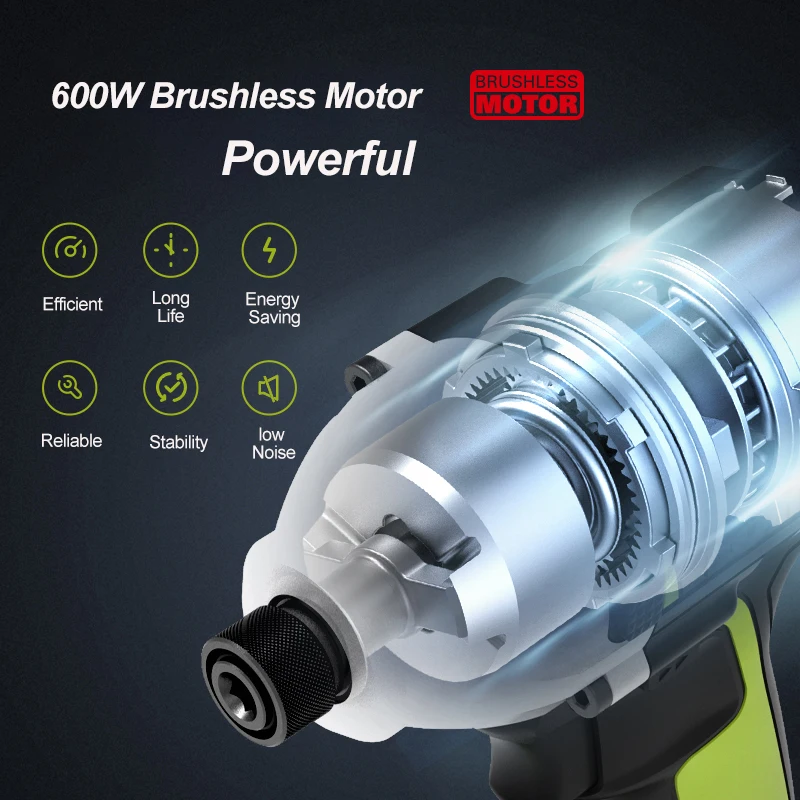 Imagem -02 - Worx Wu29d 20v Motorista de Impacto sem Fio Chave de Fenda Brushless Motor Multifuncional Broca Ferramenta Elétrica da Bateria de Lítio Retorno Livre