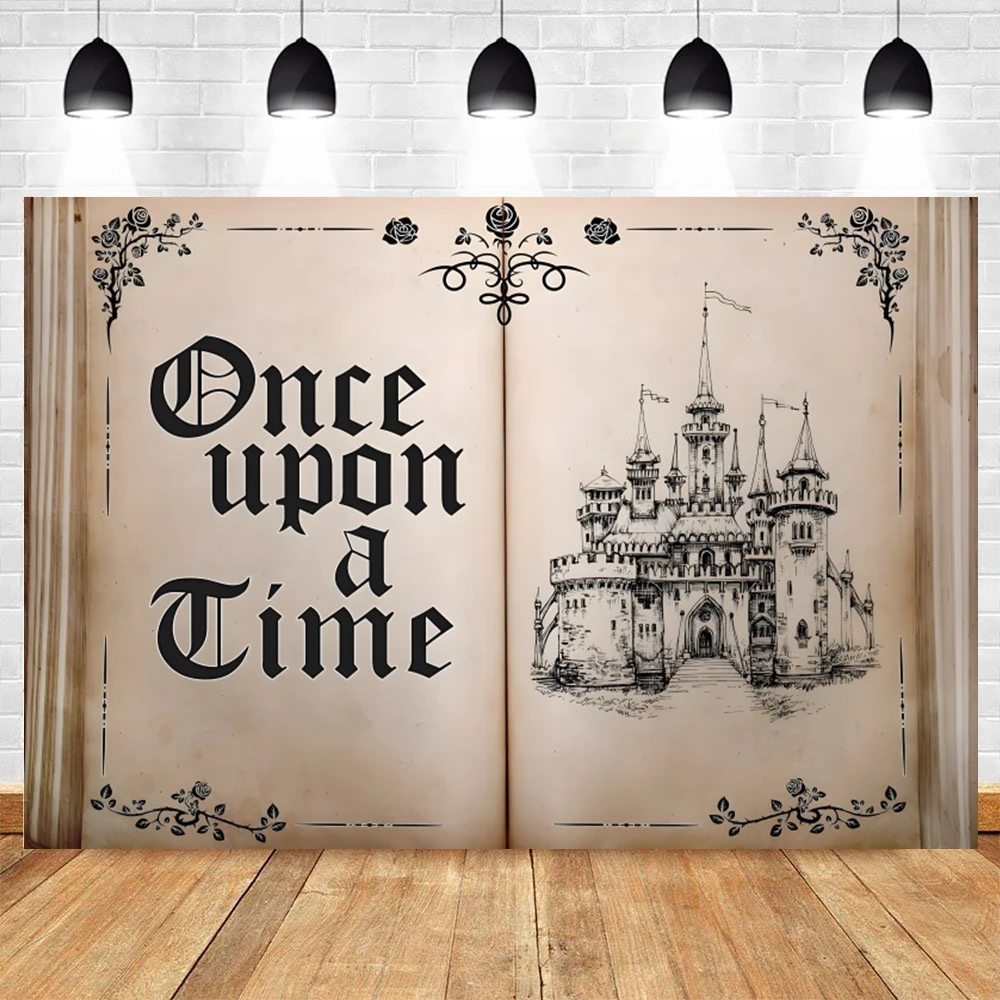 Fairy Tale Books Photography Background Once Upon a Time Ancient Castle Butterfly Flower Princess Girl Birthday Wedding Backdrop