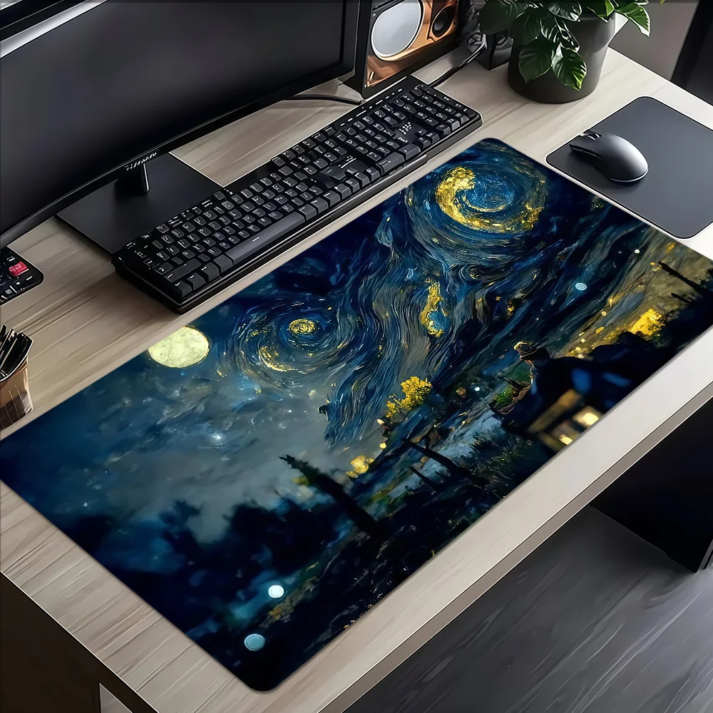 Starry Night Design Mouse Pad Non-slip Thickened MousePad Large Writing Lockedge Office Student Gaming Cushion