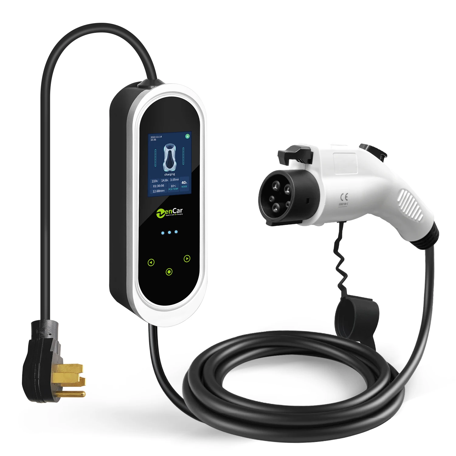 

Zencar 40A E-Pro ev charger with type 1 plug and Nema 14-50 ev connector 40A car level 2 charger 25ft long charging cable