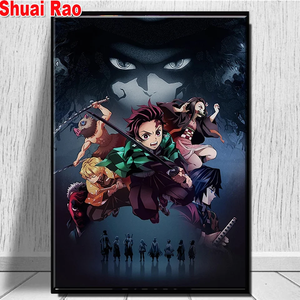 Demon Slayer Kimetsu Yaiba Mugen diamentowy obraz ścieg krzyżykowy 5d ręcznie robiony pełny kwadratowy obraz diamentowy haft Anime