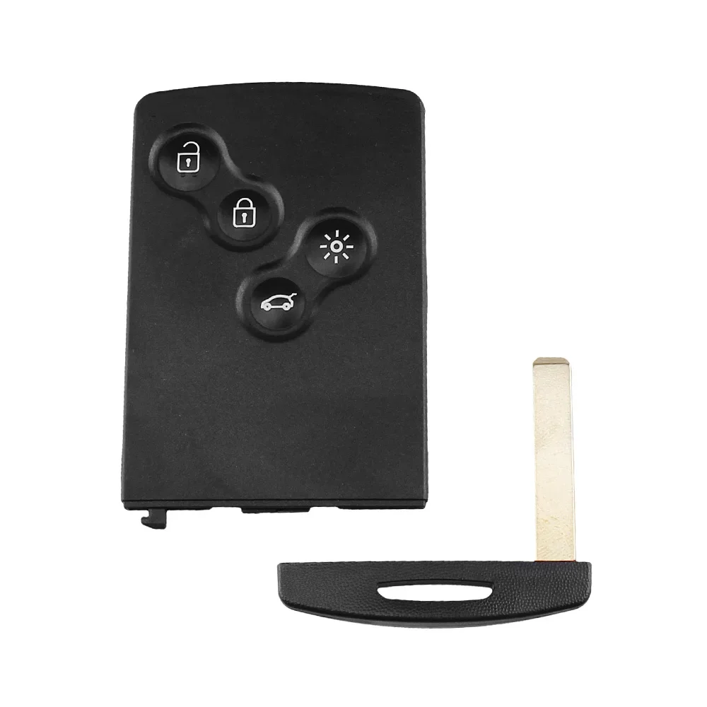 KEYYOU NEW Car Key Shell 4 Buttons For Renault Laguna Koleos Megane Fob Remote Smart Card Key Case WIth Insert Small Key Blade
