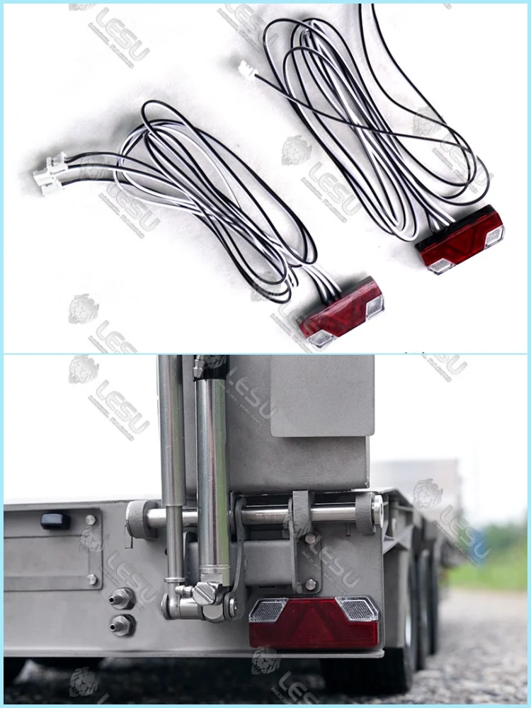 Auf Lager LESU 1/14 Kunststoff-Rückleuchten für A0020 Tamiya Hydraulischer Anhänger RC Traktor LKW Ferngesteuertes Spielzeugauto Rücklampe – Detail 6