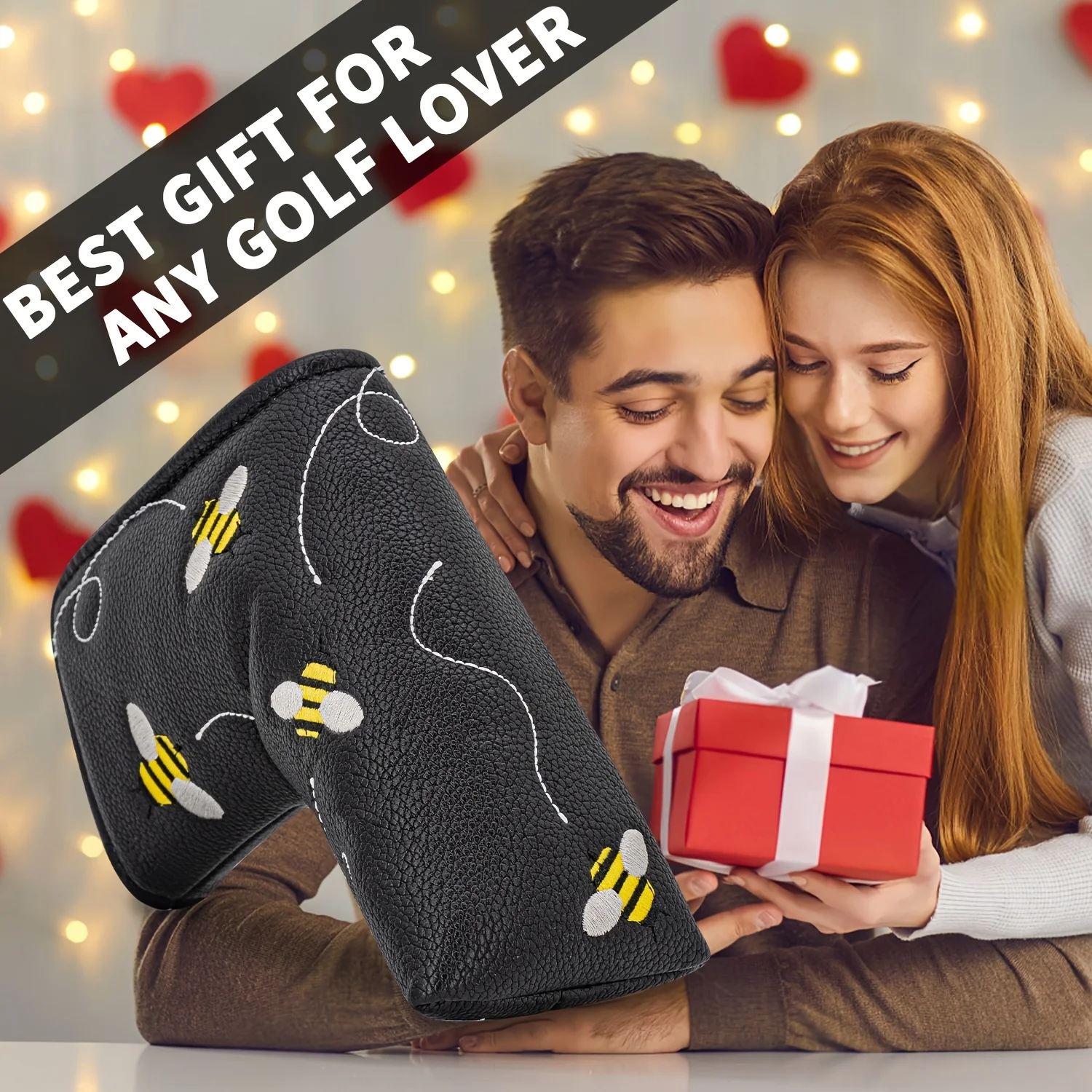 Little Bee Style And Crossbones Golf Putter Cover - Premium Blade Headcover with Soft Lining, Closure - Durable Golf Club image 5