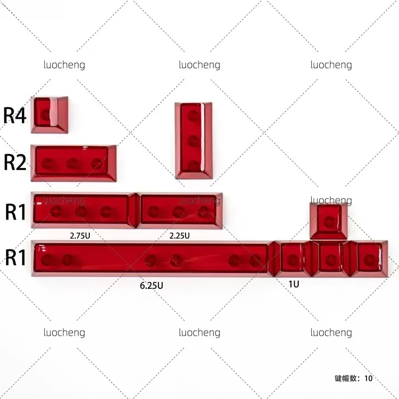 For Mint Red Blue Pink PC Transparent Keycaps Retro Love Story OEM Height for Mechanical Keyboard