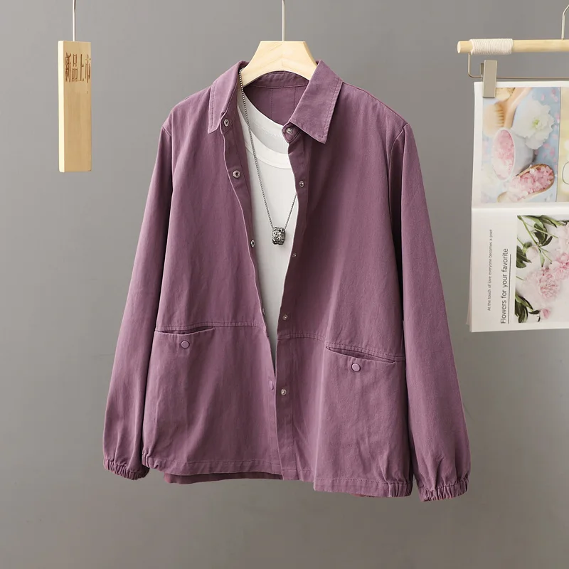 

Хлопковая рабочая одежда в стиле ретро irt ort Jaet, женский весенне-осенний свободный воротник, повседневный открытый кардиган Jaet, модный топ