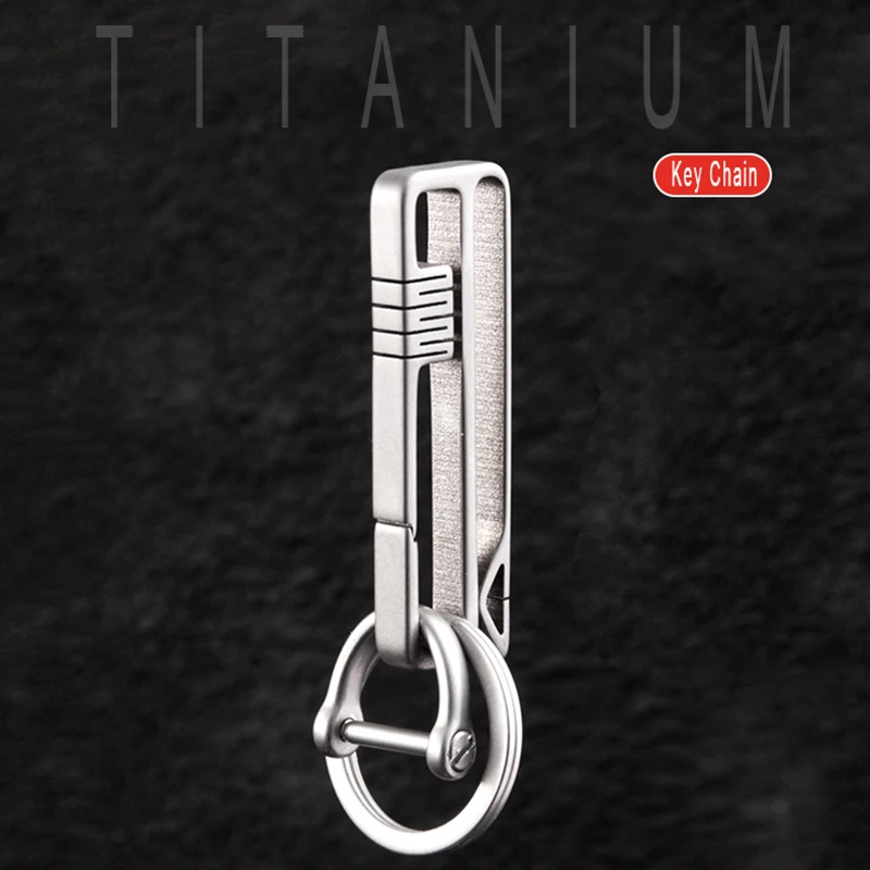 Genuine TC4 Titanium Durable Men's Keychain Wearable Belt Hanging Waist Car Key Chain Key Ring The Best Gifts For Men