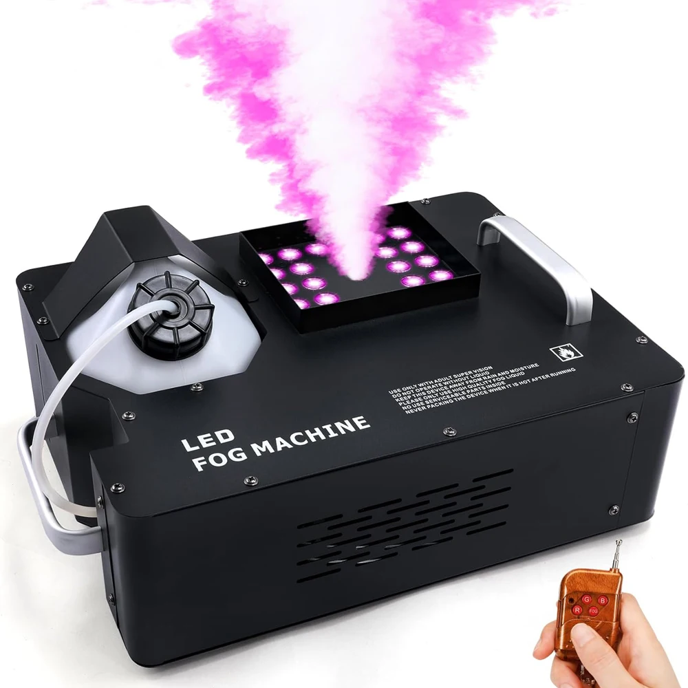 New Upgrade Constant Temperature Motherboard 1500W Fog Machine 24 RGB LED Stage Smoke Machine DMX Remote Control Vertical Spray