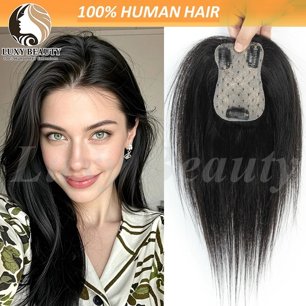Black Human Hair Toppers For Women Human Hair Clip In Hairpieces Black Blonde Brown Hairpiece No Bangs Clip In Topper Hair
