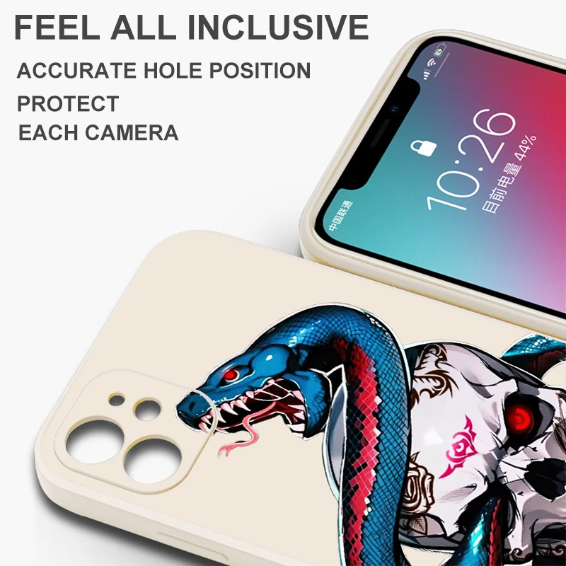 Luxury Fashion Skull Snake Phone Case For OPPO FIND X6 X5 X3 Pro Lite Neo OPPO Reno 9 8 7 Pro 8T 5G Funda Liquid Silicone Cover