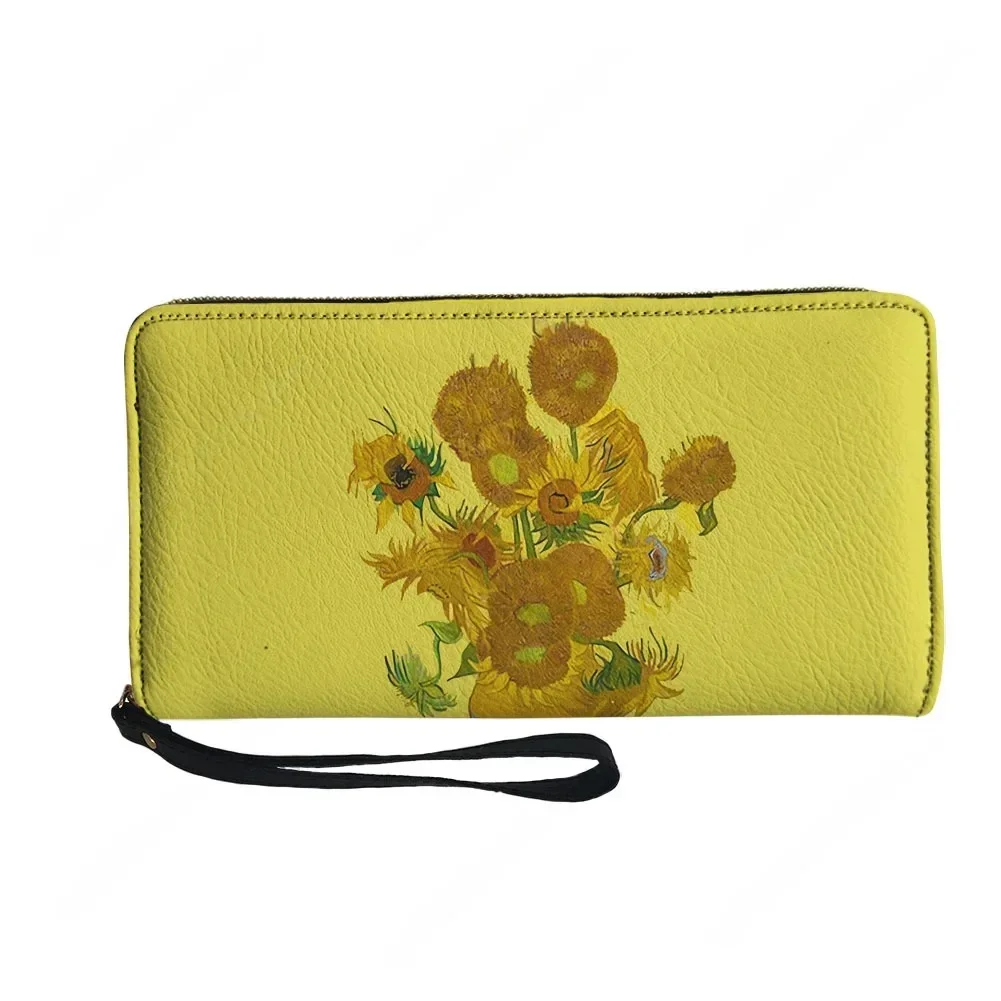 Vincent Van Gogh Starry Night Oil Painting Custom Wallet Purse Mens Womens Zipper Long Wallets Double Print Wallet Gift Bag