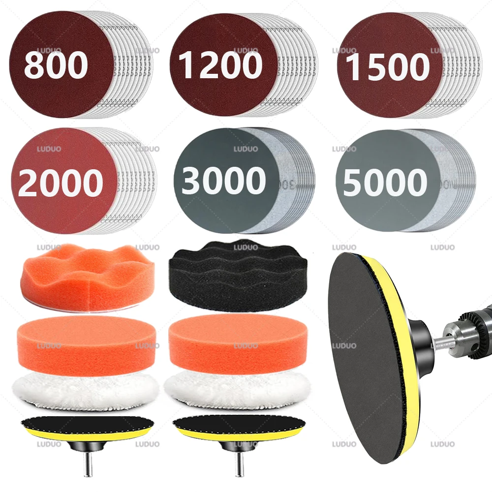 3inch Sponge Sanding Discs Pad Car Polishing Headlights Repair Restoration Sandpaper Kits Auto Light Wheel Polish Sanding Paper