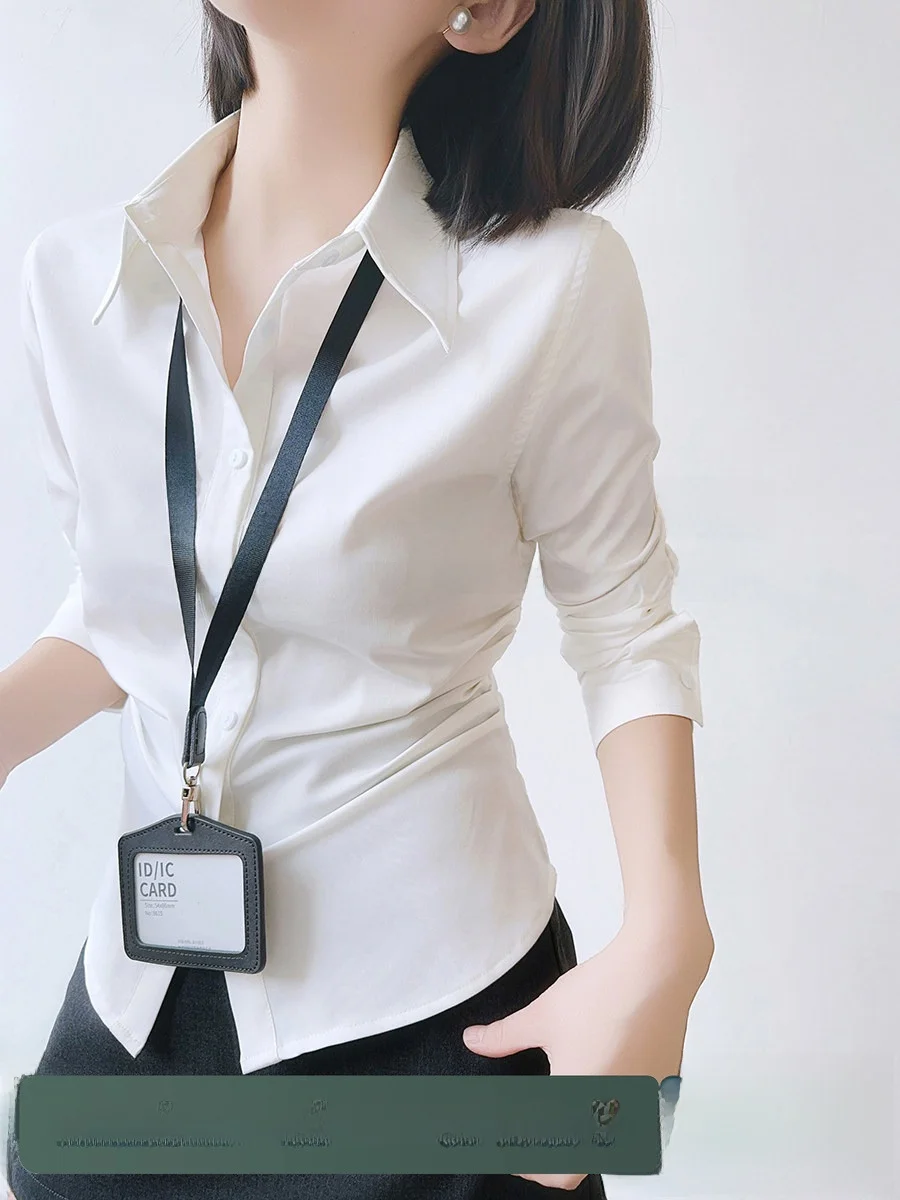 

Элегантная белая женская рубашка с коротким рукавом, приталенная, для офиса и повседневной носки, однотонная, на пуговицах, стандартный крой