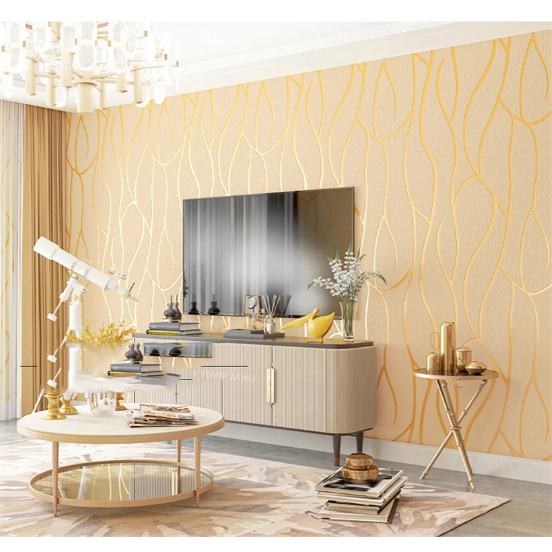 Papel tapiz decorativo para sala de estar dormitorio adhesivo de pared de fondo de TV papel tapiz no tejido no autoadhesivo engrosado papel tapiz 3D
