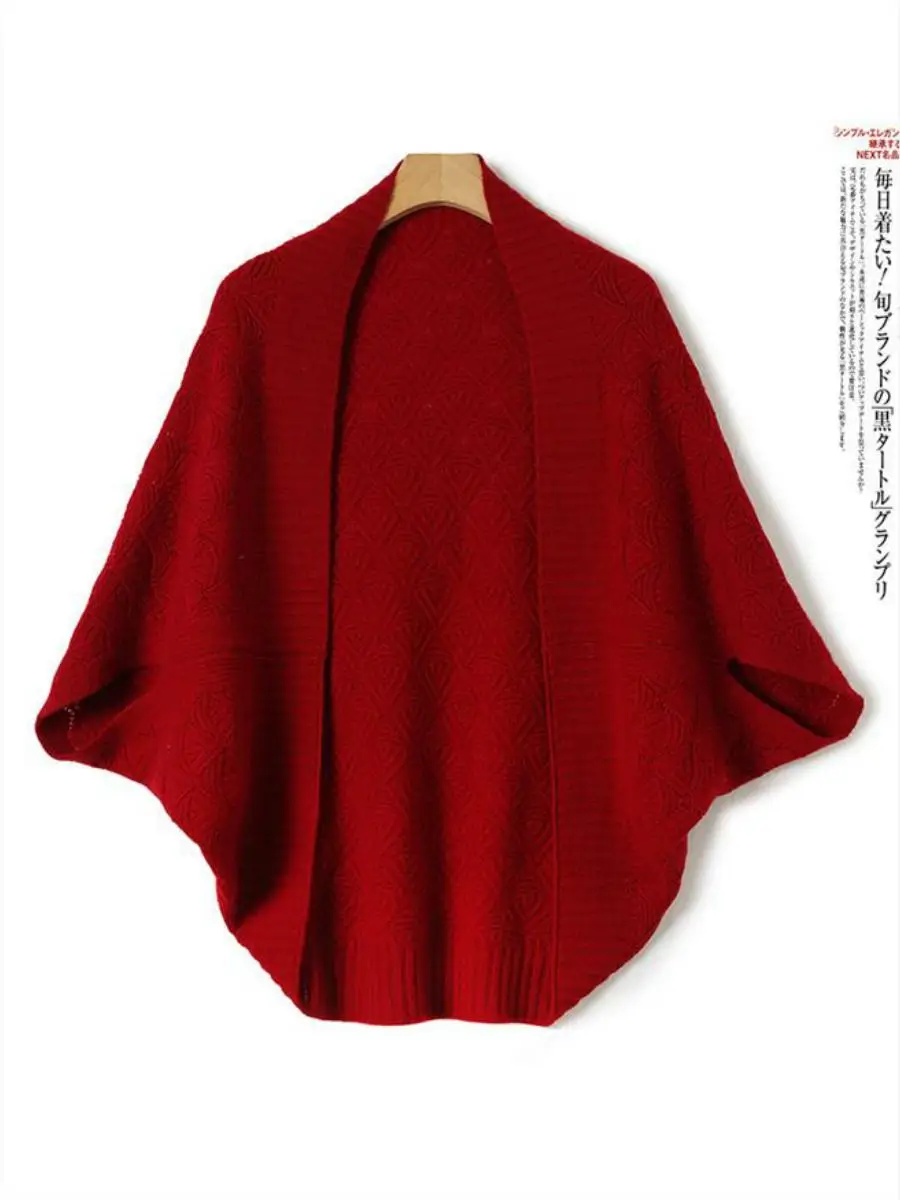 100 Pure Wool Knitted Shoulder Wrap Hollow out Soft Cozy Women's Outerwear Autumn Winter Warm  Color One Size Fits All