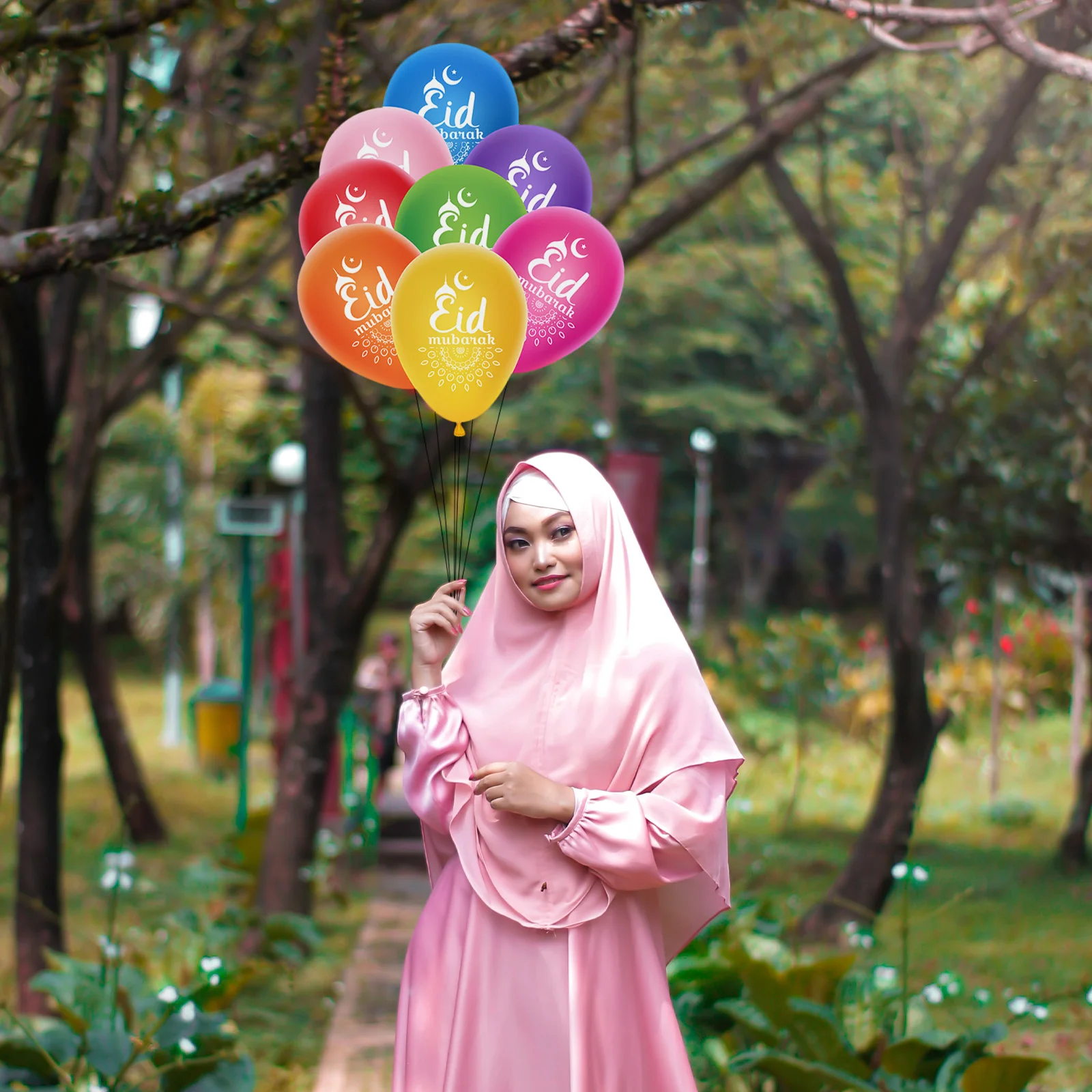 

100 Pcs Ramadan Balloons Festival Emulsion Supply Eid Mubarak Themed Decors Kids Friendly Safe Lightweight