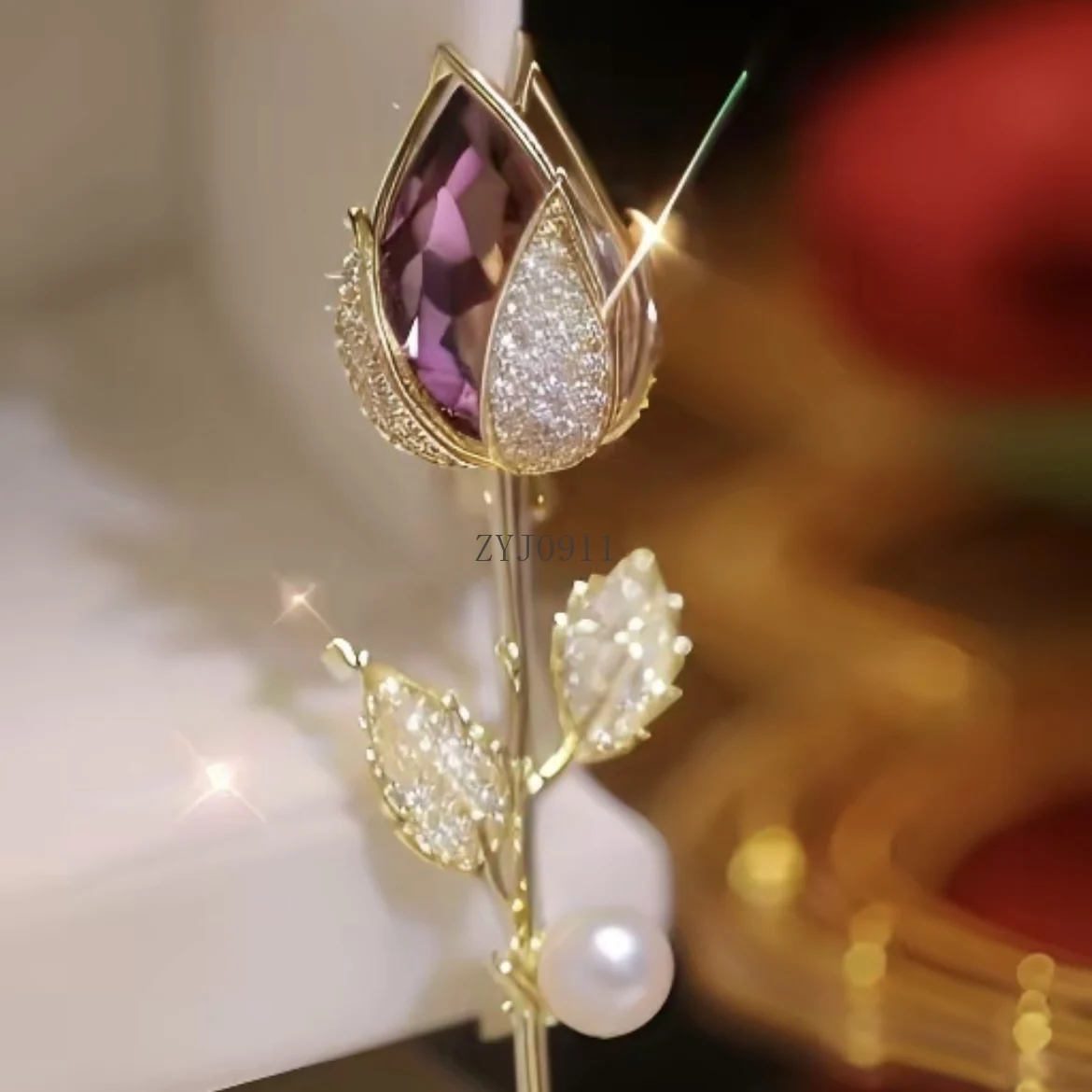 Blumenpullover, Mantel, Tulpenbrosche, High-End-Corsage-Anstecknadel für Damen