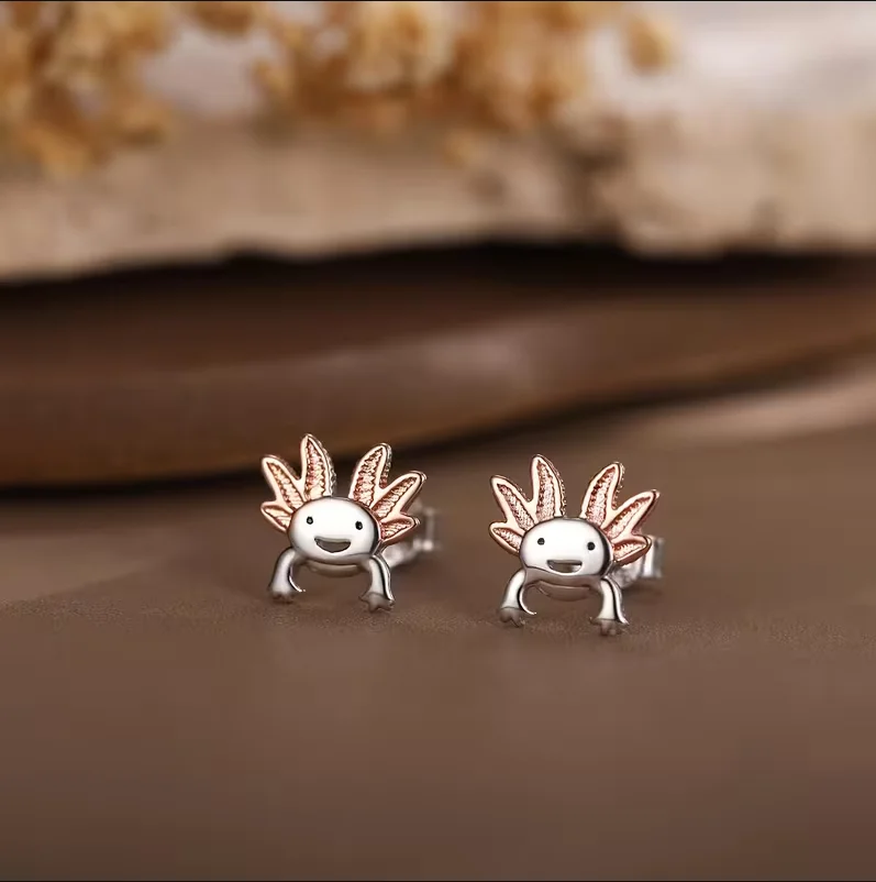 Ladies Fashion Frog Eye Ear Cuff Cute Copper Double Tone 3D Metal Splicing Cartoon Animal Design Suitable for Daily Wear Ideal G