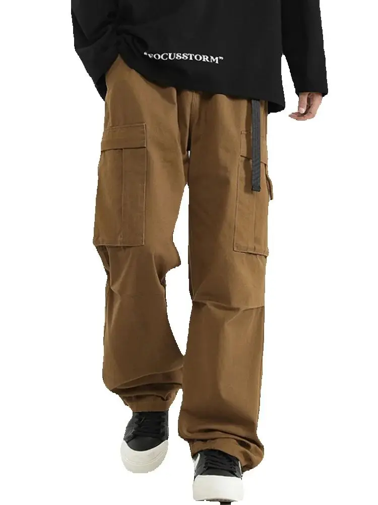 

Men's Loose Cotton Straight Leg Work Pants American Casual Sports Spring Autumn