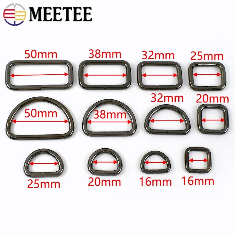 10Pcs Metal Bag Buckle 16-50mm D Ring Buckles for Strap Webbing Belt Hooks Dog Collar Connector Clasp DIY Hardware Accessories