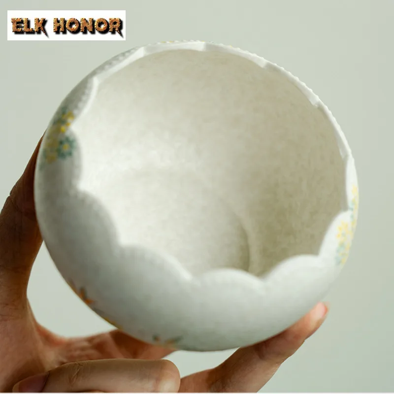 330ml Hand-painted Small Daisy Jianshui Tea Washing Basin Tea Residue Barrel Chaxi Tea Items Equipment Decoration Collection
