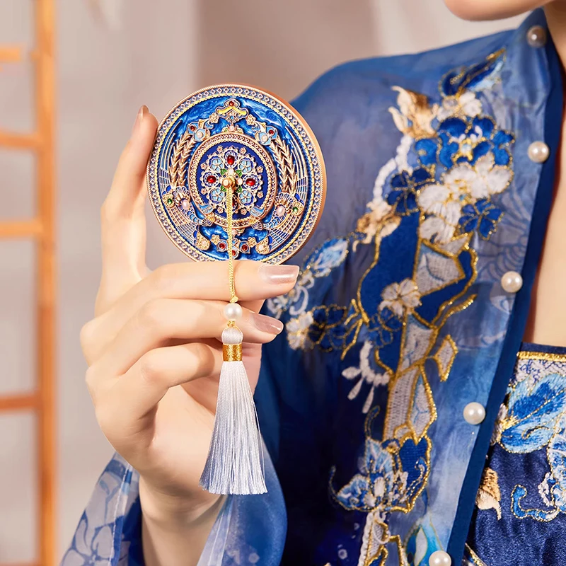 フラワーノウズヴィンテージドットキューフェニックスクラウンキャリング小さなミラー博物館中国の誕生日バレンタインデーギフトメイクアップポータブル