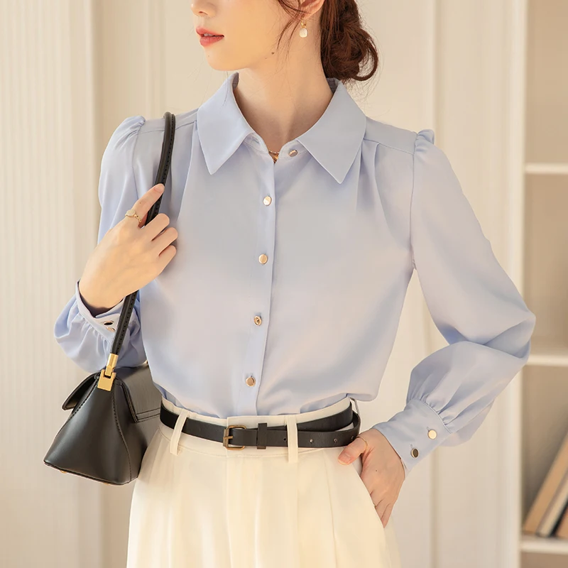 Spring 2023 Korean Womens Tops Casual Long Sleeve Ladies Shirts Blouses