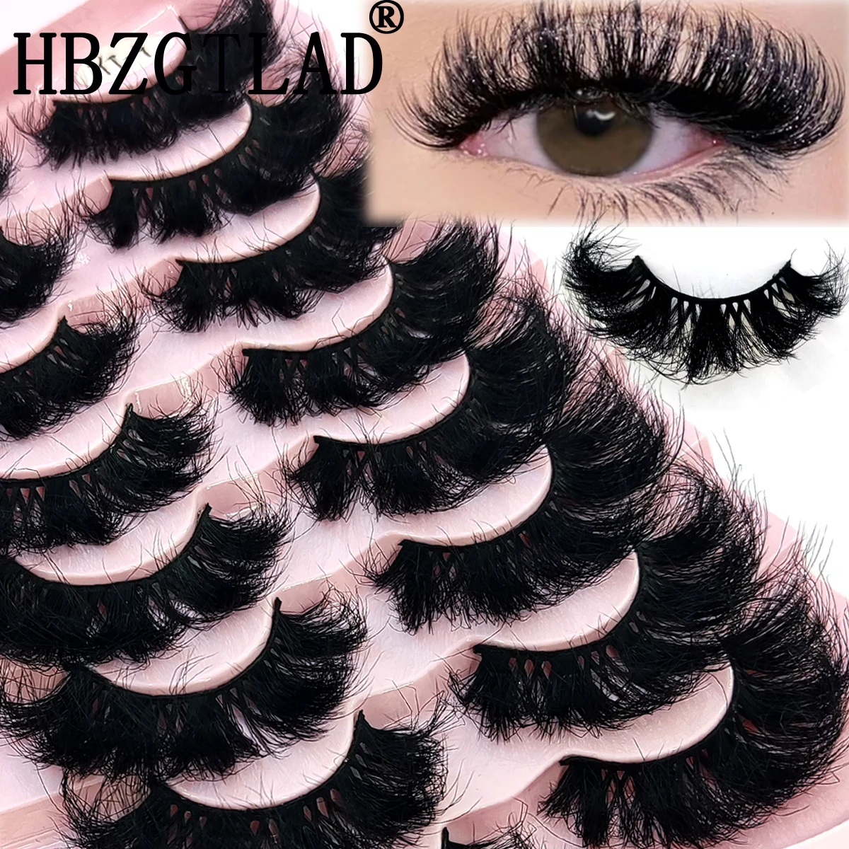 HBZGTLAD 8 Pair of Artificial Mink Lashes Long-lasting Volume Dramatic Curl Extended Density Thick Mink Lashes