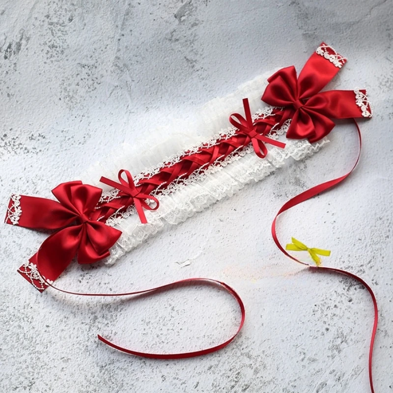 Sweet Hair Hoop Girls Cute Ruffled Cosplay Headband Hair Band Hair Accessories Lace Bow Ribbon Headdress Lolita DIY Headwear