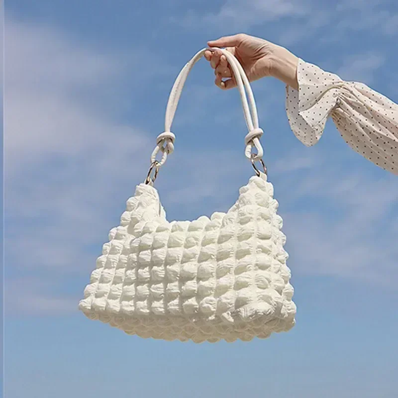 

Lady's Handbag Lightweight High Capacity Tote Bag Armpit Bag Soft Cloud Cotton Wrinkle Women Handbag Handiness Shoulder Bag