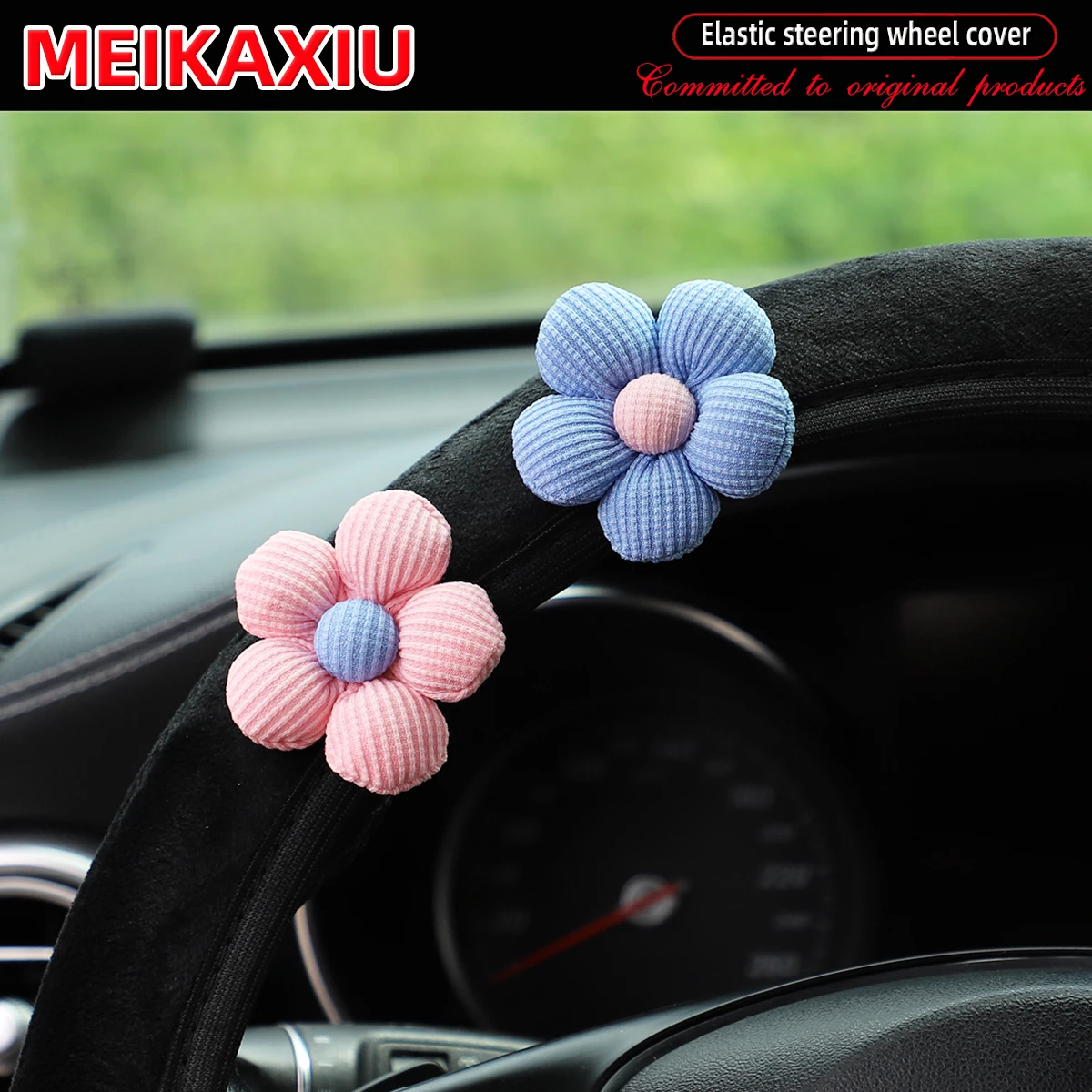 1 Wunderschöner Rosa Blumen-Lenkradbezug Ohne Innenring Plüsch-Lenkradabdeckung für Auto-Dekoration in Verschiedenen Farben – Detail 2