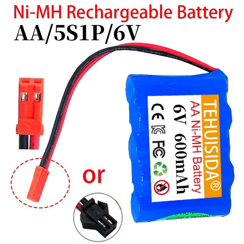 5S1P 6V 4S1P 4.8V Ni-MH بطارية قابلة للشحن 600mAh AA للأدوات الإلكترونية LED قسط الشعلة قوة البنك JST التوصيل أو SM