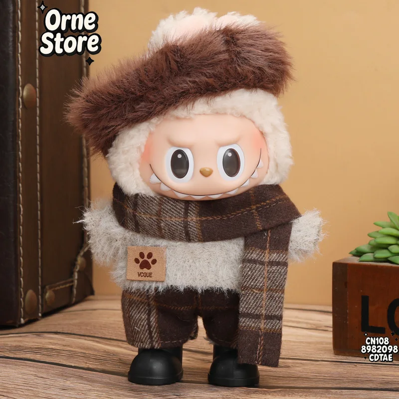 Conjuntos de trajes de muñeca de vinilo de felpa de 17cm con varios estilos, perfectos para muñecas Labubu, juegos de accesorios de moda para niñas