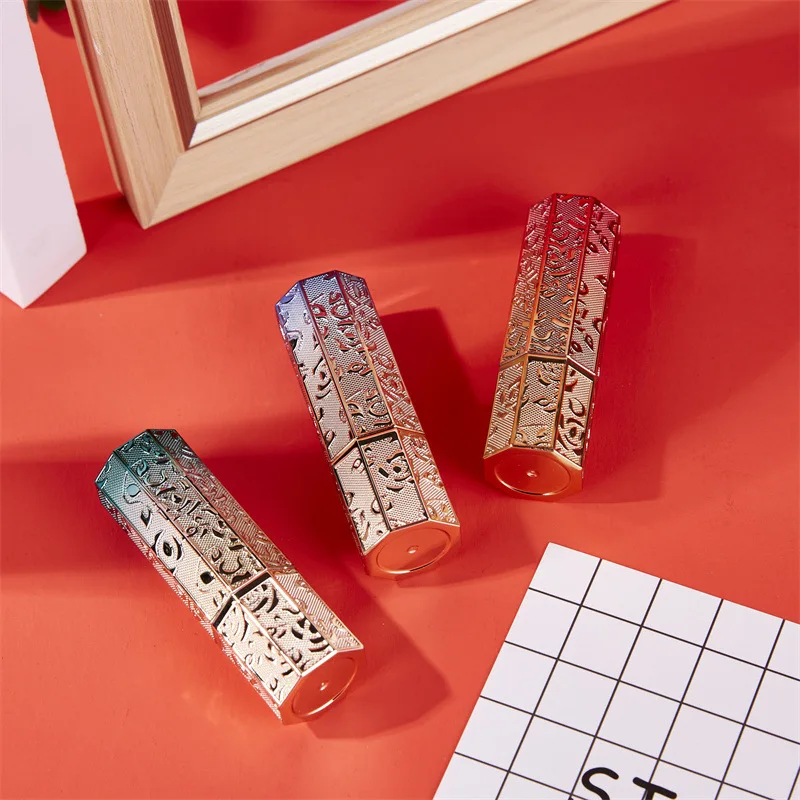 Octagonal Magnetic Empty Lipstick Tube Refillable Retro Lip Balm Container DIY Cosmetic Accessories for Women Girls