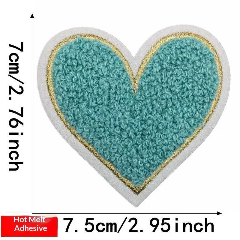 Mehrfarbige Handtuch-Stickerei-Herz-Aufnäher zum Aufbügeln, weich, flauschig, einfach anzubringen, perfekt für DIY-Jacken, Taschen, Bastelarbeiten, Dekorationen. – Detail 25