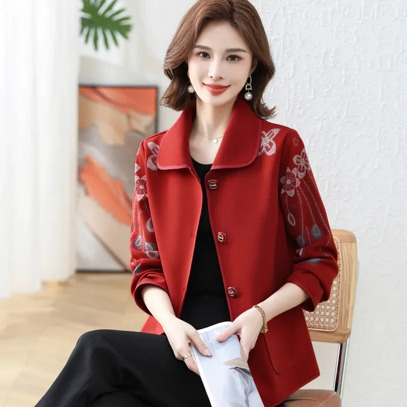 Spring Autumn Coat Women's 2025 New Western-Style Jacket Middle-Aged Elderly Mom Windbreaker Large Size High Quality Ladies Tops