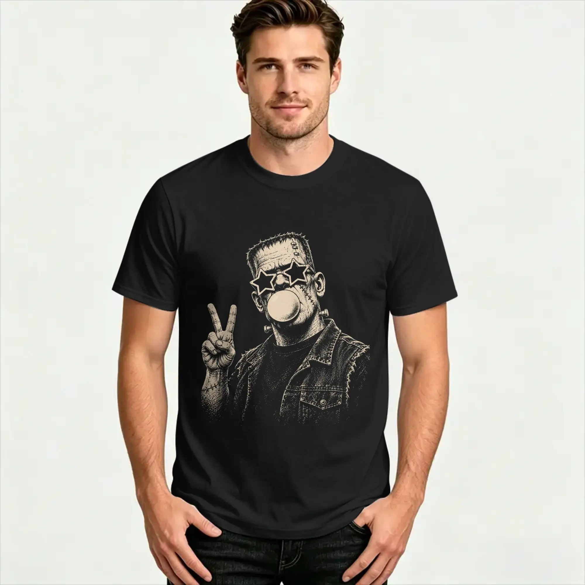 Frankenstein Bubble Gum T Shirt Summer  Harajuku T-Shirts Cotton O Neck Plus Size 5XL Clothing Short Sleeve Vintage Tops