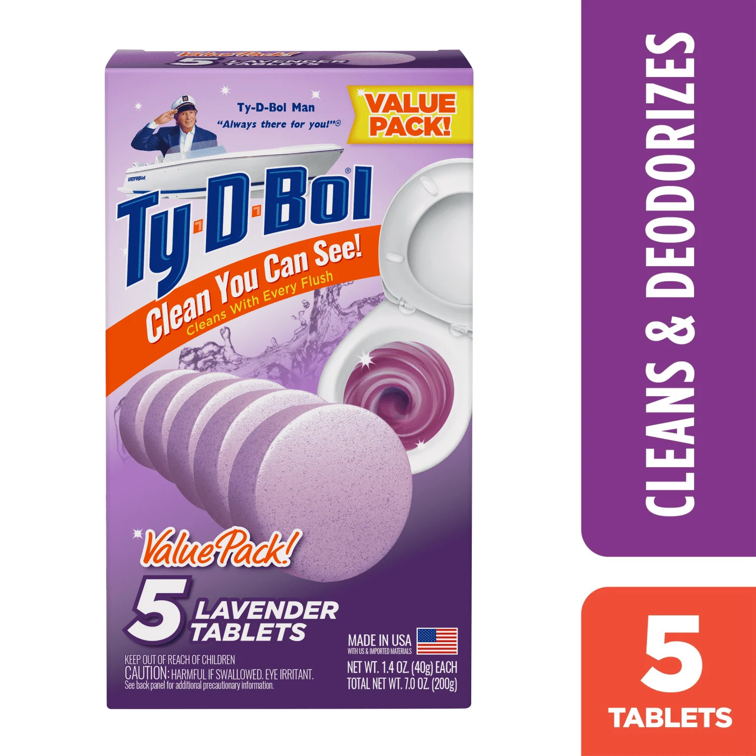 Toilet Cleaner, Lavender Toilet Bowl Cleaner Tablets, Bleach Free, 1.4 oz, 5 Pack Remove stains caused by hard water