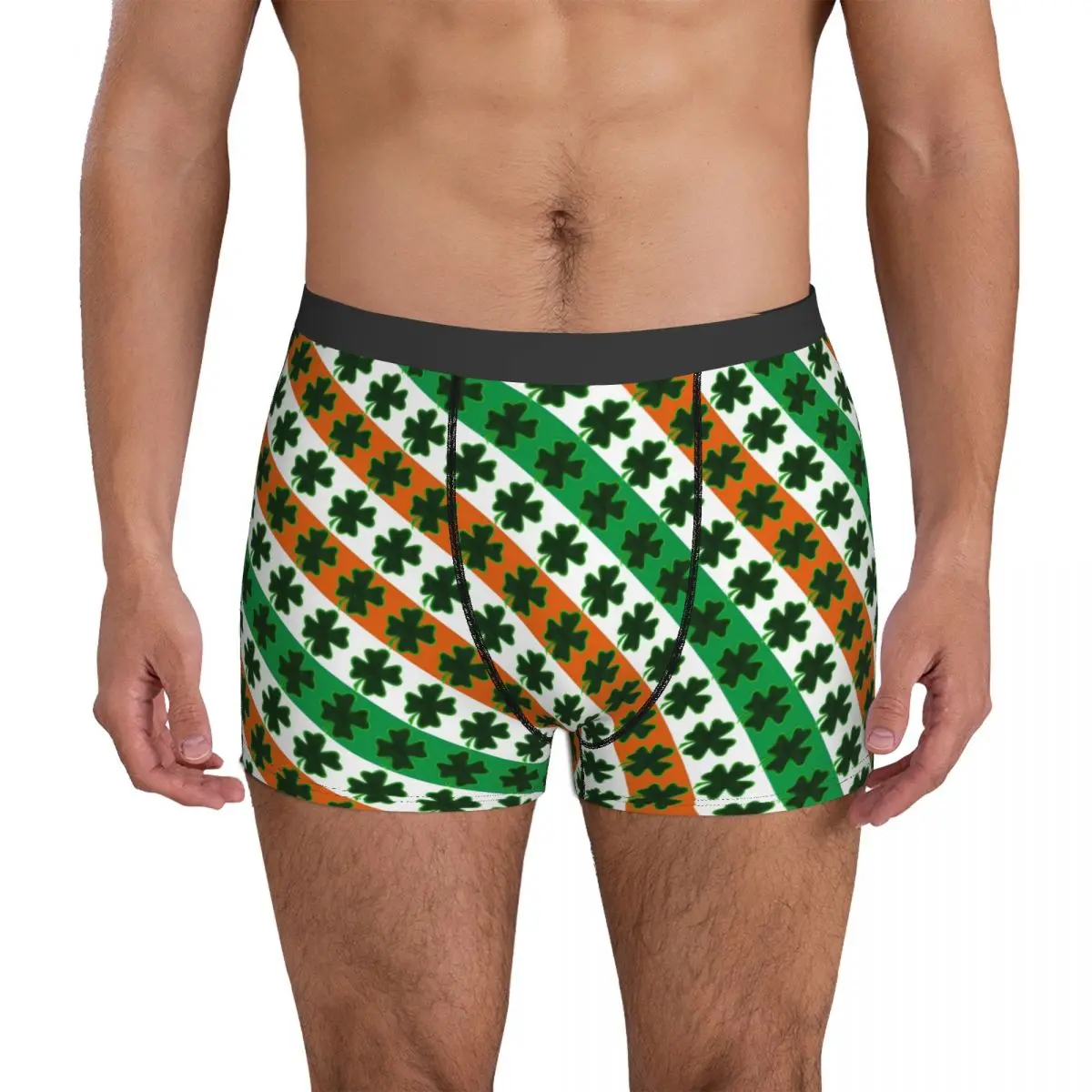 St Patricks Day Underwear Shamrock And Stripes Male Boxer Brief Plain Boxer Shorts High Quality Design Large Size Underpants