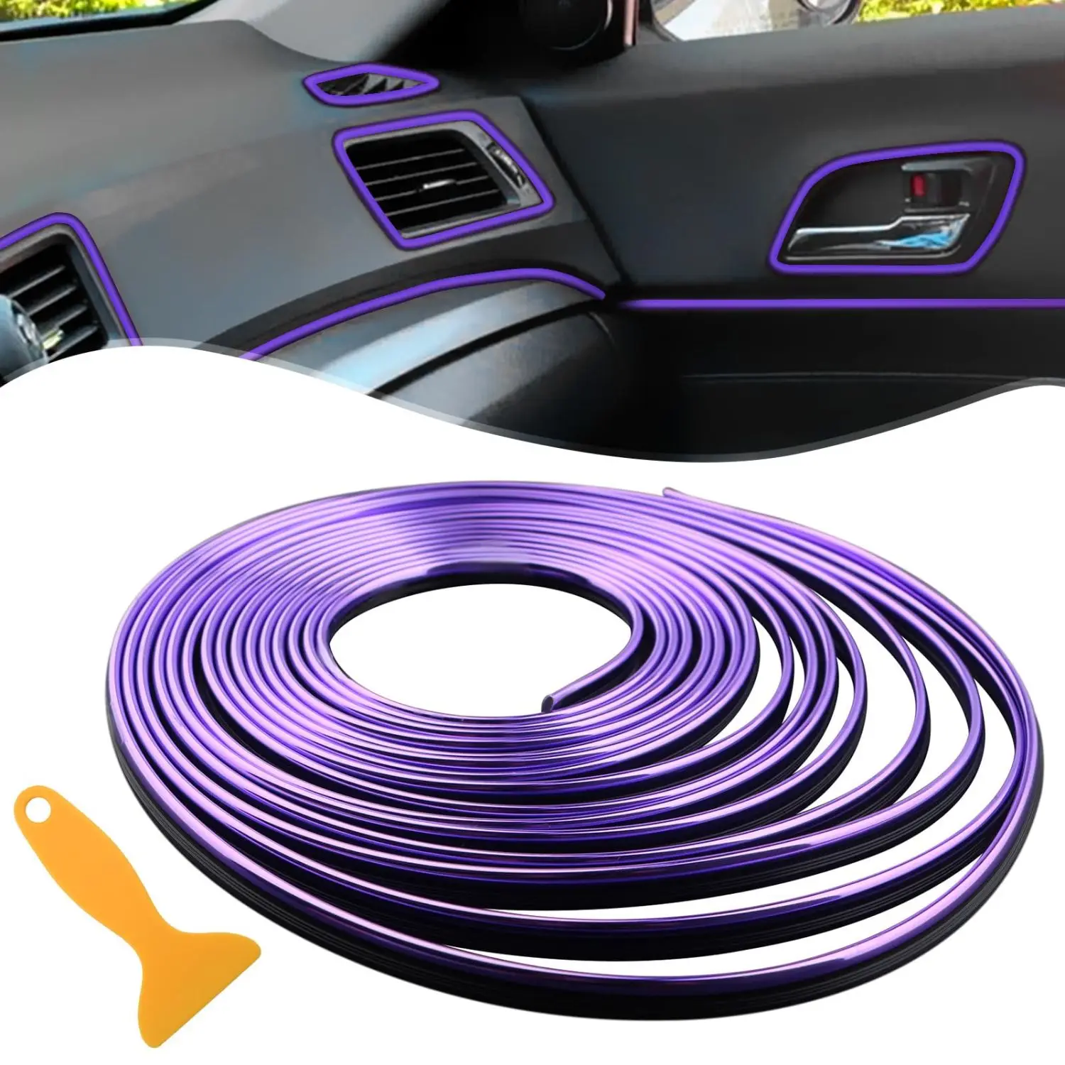 1 Car Interior Trim Strip - Approx. 5 Meters Universal Automotive Gap Filler Strip Car Trim Strip DIY Flexible Trim Strip