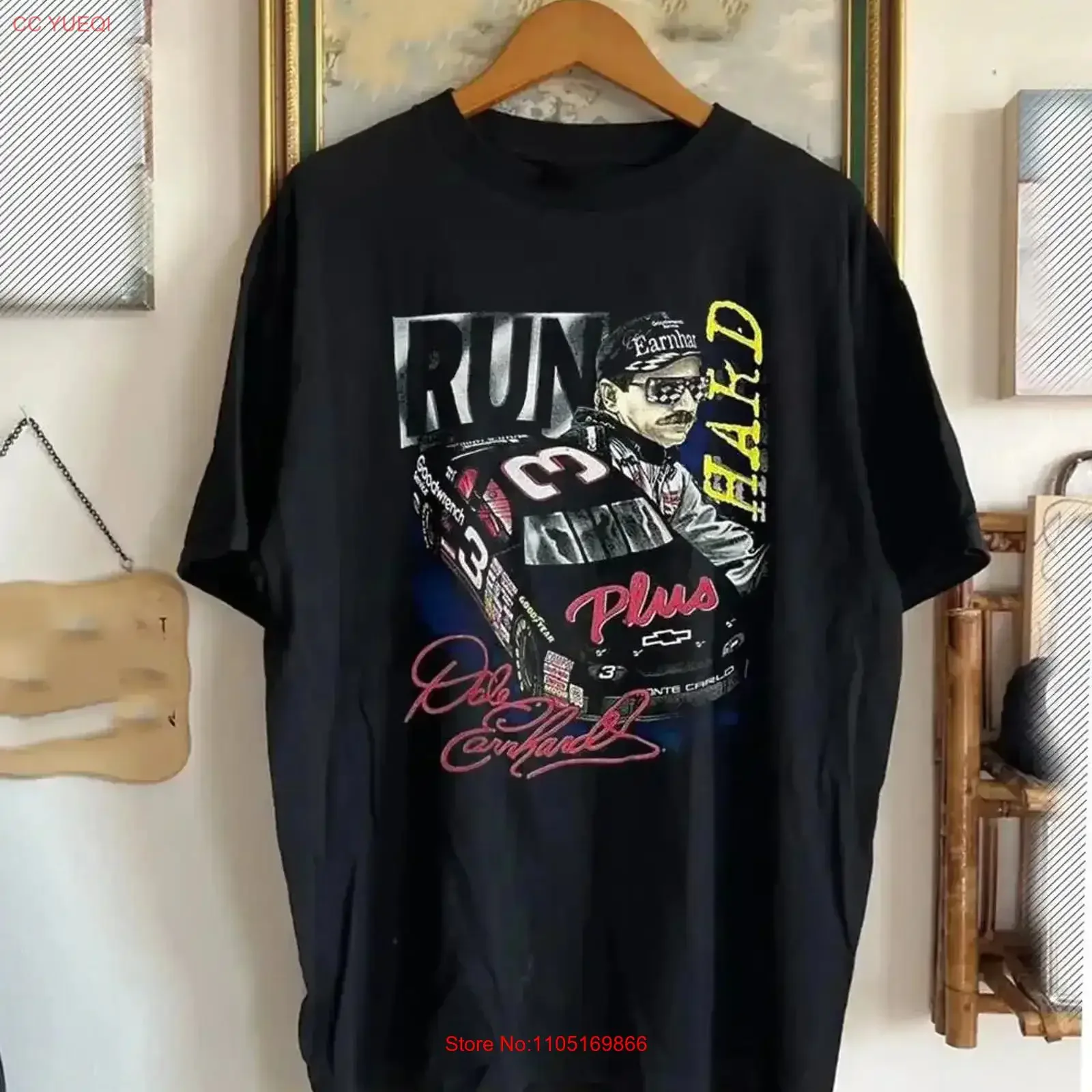 Dale Earnhardt Run Adult T Shirt Full Size 8D436 vintage Washed fashion designer clothes Top For Everyday Wear Versatile