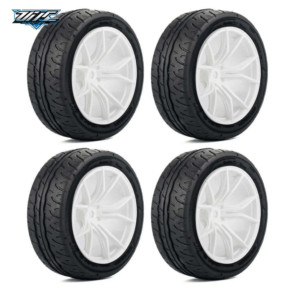 4PCS OD70mm 1/10 RC Rally On Road Touring Car Tires & Wheels 12mm Hex with Foam Insert for MJX 10304 Tamiya TT02 XV01 HPI  PTG2