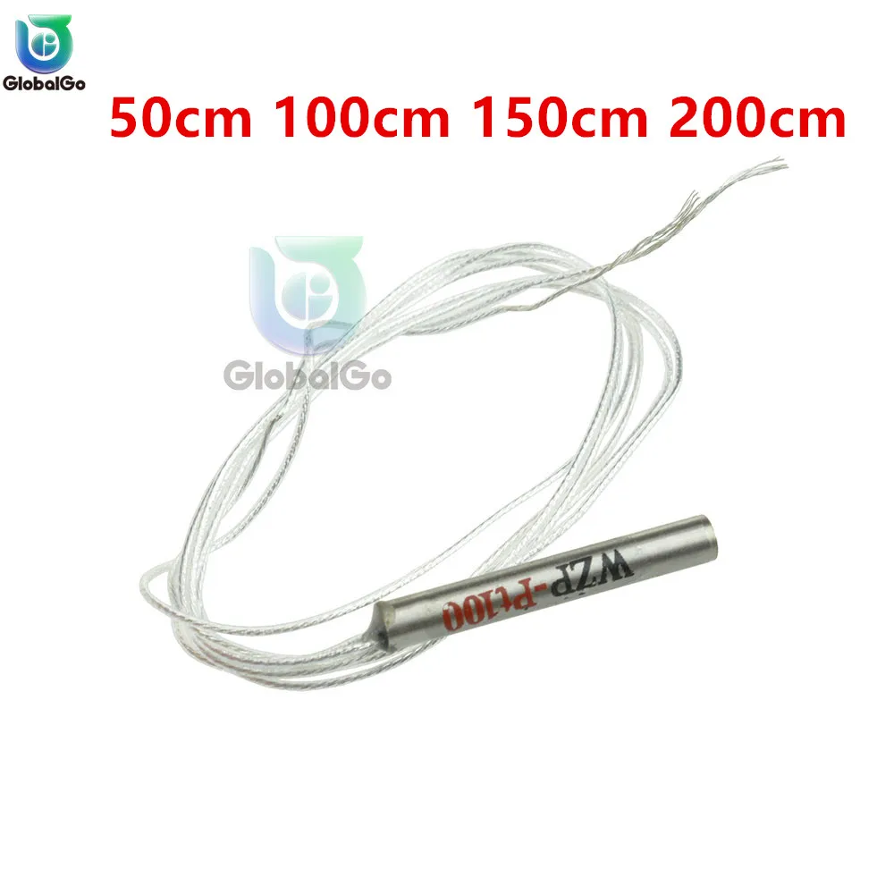 PT100 Platinum Resister Temperature Sensor Waterproof Temp Probe 50cm 100cm 150cm 200cm -20~450 Degree Celsius Dia 4x30