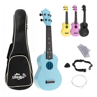 Ukelele Soprano de 4 cuerdas y 21 pulgadas, Kits completos, Guitarra acústica colorida hawaiana, instrumento de Guitarra para principiantes de música