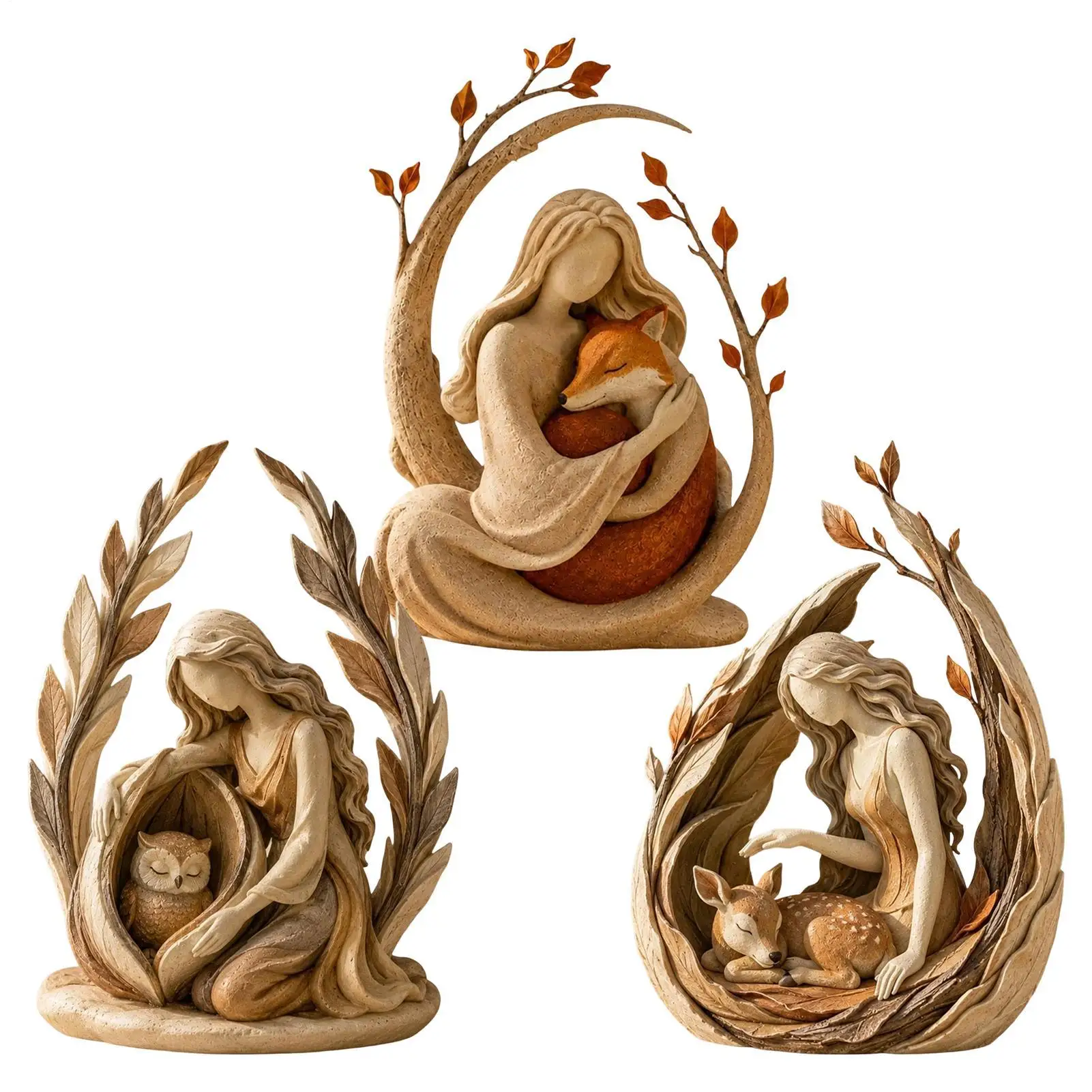 Forest Guard ian Decorative Statue 6.6 Inch Handcrafted Resin Art Table Centerpiece Desktop Forest Animal Statue For Bedroom