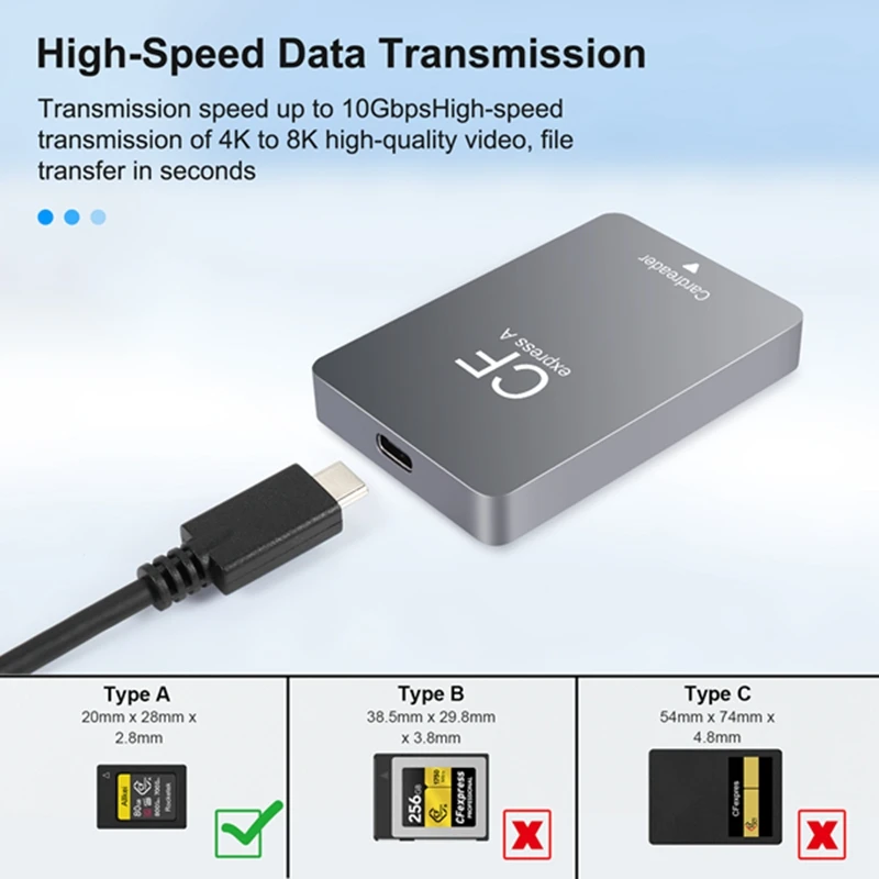 Cfexpress Type A Card Reader USB3.1 Gen2 Adapter 10Gbps For Windows XP With Cable For SLR