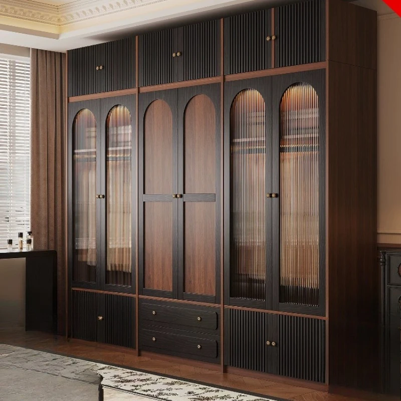 Wardrobe Home Bedroom Medium Antique Walnut Wardrobe Environmentally Friendly Storage Wardrobe